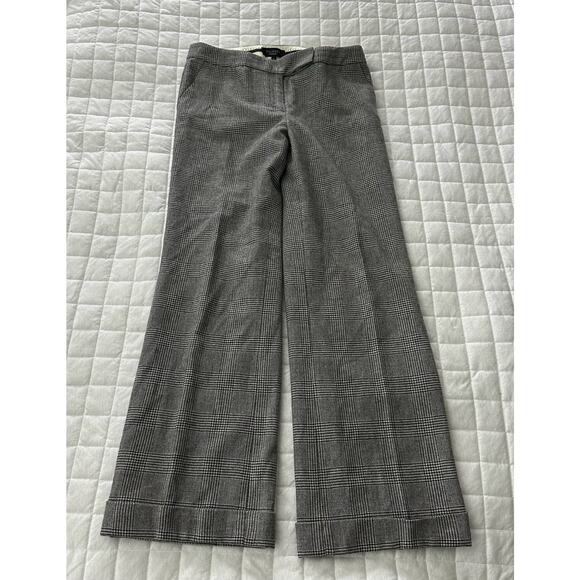 Talbots Pants - TALBOTS Womens Pants Gray Glen Check Wide Leg Trousers Mid Rise Wool Academia 8